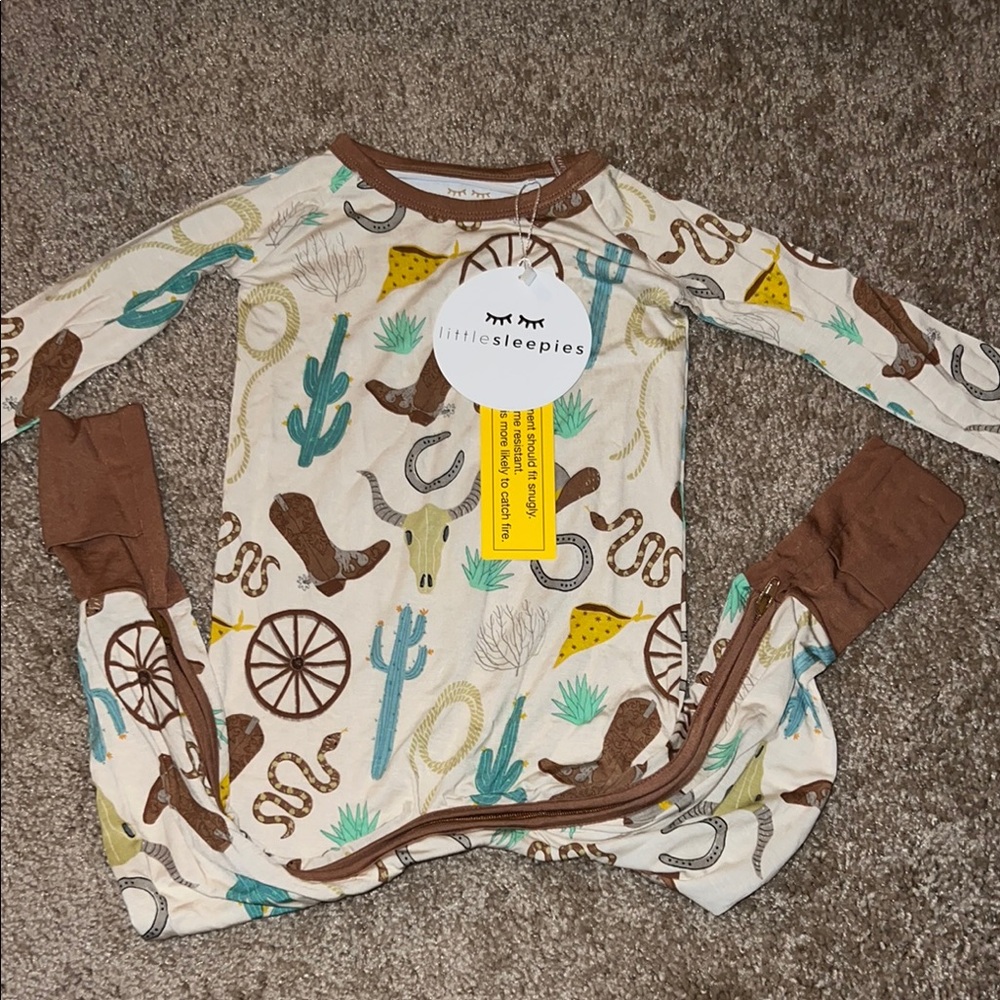 Little Sleepies Caramel Ready to Rodeo Crescent NWT
